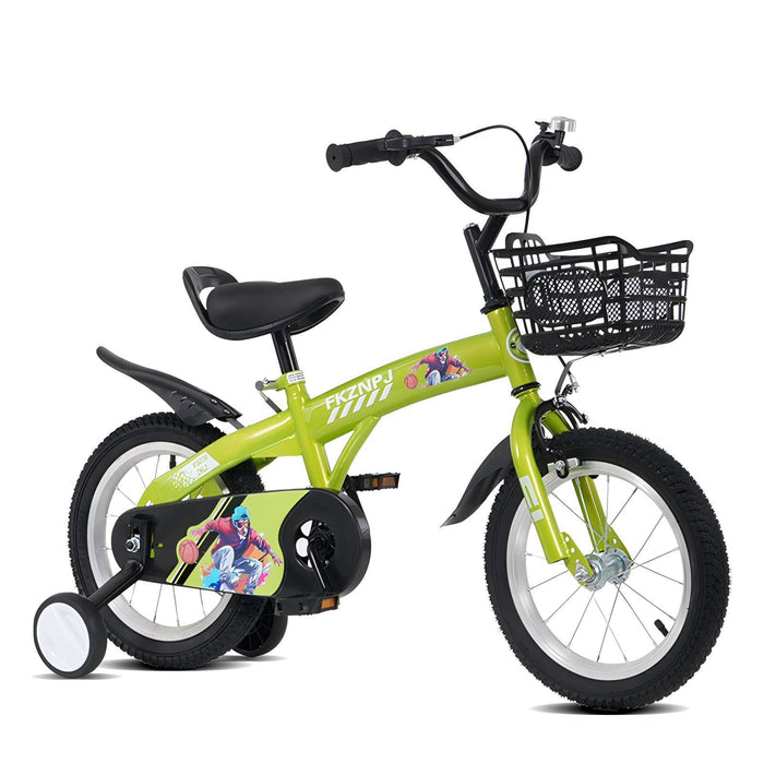 Fkznpj - 18" Sporty Kids Bike With Training Wheels And Stand Adjustable Saddle Suitable For Boys And Girls Aged 5 - 10 Years Tall Height 39 - 49" Available In A Variety Of Colors Daily Nest