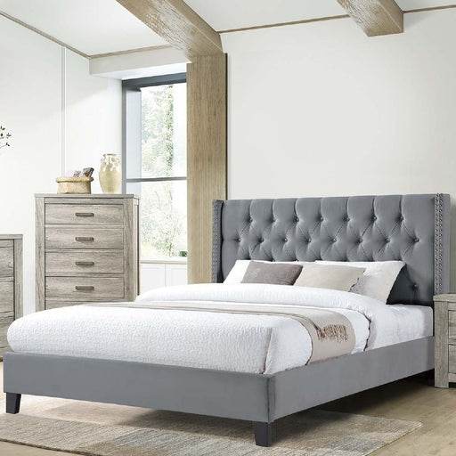 Modern Diamond Tufted Headboard Bed With Nailhead Trim Home Essentials