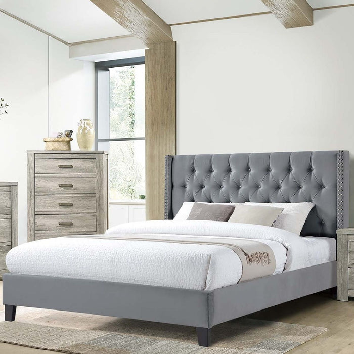 Modern Diamond Tufted Headboard Bed With Nailhead Trim Home Essentials
