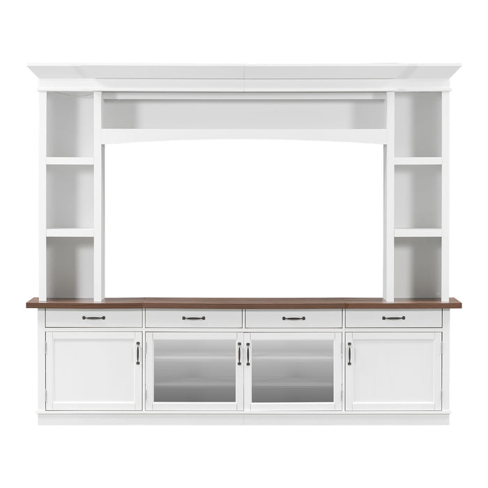 Extra Long TV Stand With 7 Color LED Lights, Adjustable Shelves & Storage Cabinets Hearth and Haven
