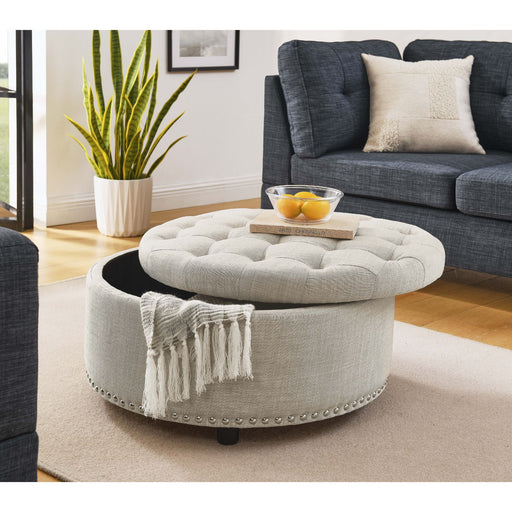 Tufted Storage Ottoman - Almond Home Essentials