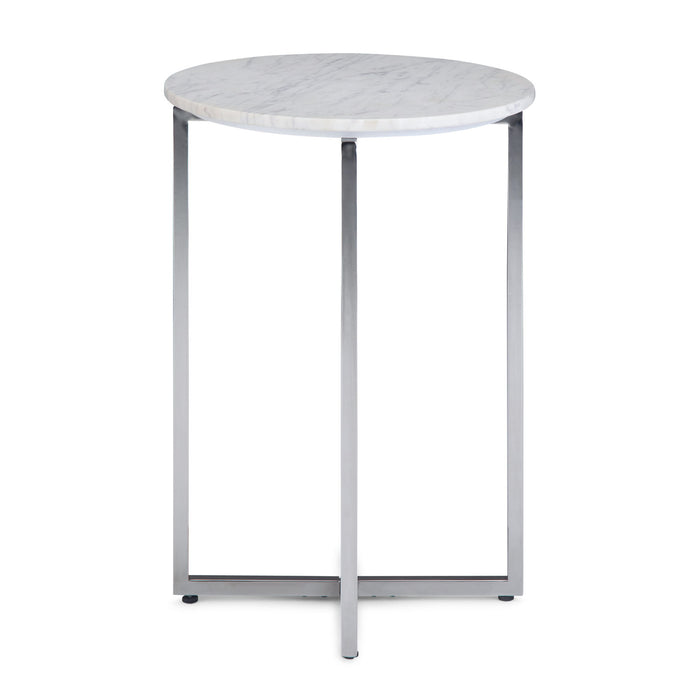 Marsden - Side Table With Polished Base - White / Silver Simpli-Home