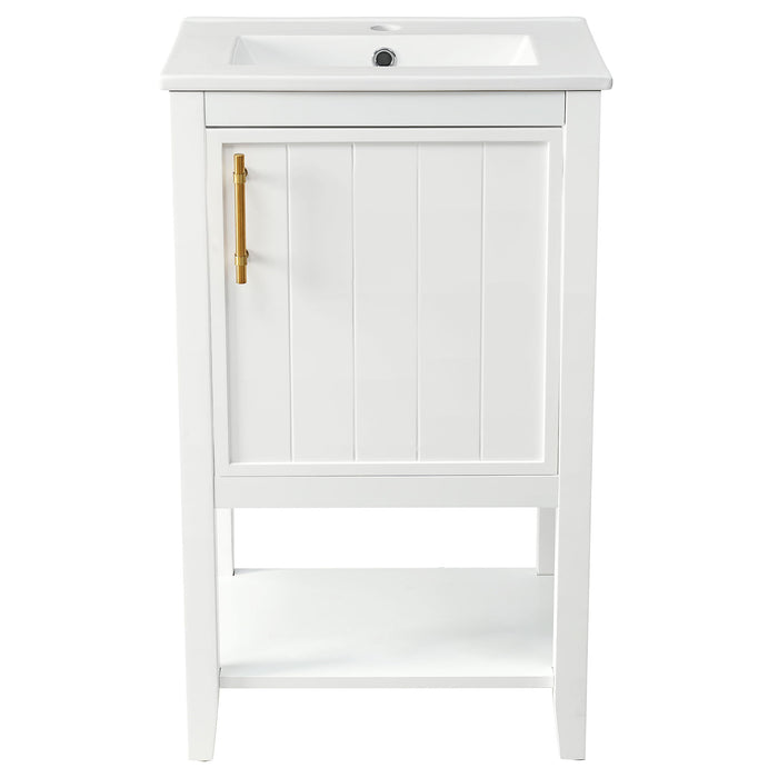 Modern Bathroom Vanity With Sink, Soft-Closing Door And Open Shelf Hearth and Haven