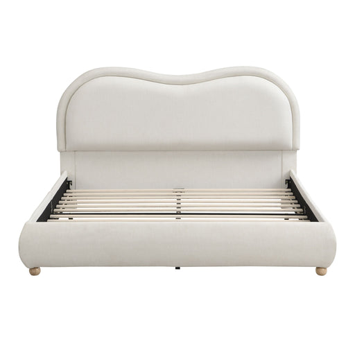 Upholstered Platform Bed Frame With Curved Headboard Home Essentials