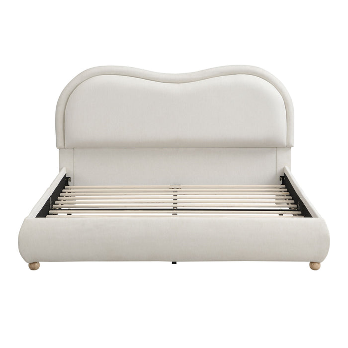Upholstered Platform Bed Frame With Curved Headboard Home Essentials