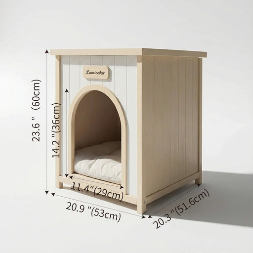 Indoor Dog House With Removable Cushion, Pet House For Cats & Small Dogs - Cream White / Light Yellow Daily Nest