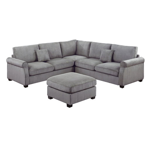 Modern Sectional Set With Corner Wedge, Loveseat, Ottoman & 2 Pillows Home Essentials
