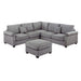 Modern Sectional Set With Corner Wedge, Loveseat, Ottoman & 2 Pillows Home Essentials