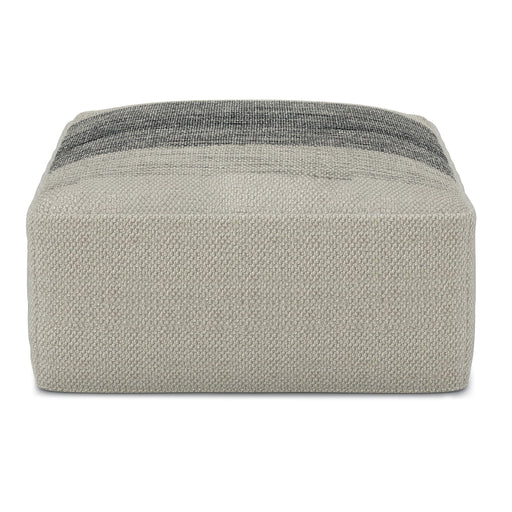 Sabella - Square Woven Outdoor / Indoor Pouf - Gray / White Simpli-Home