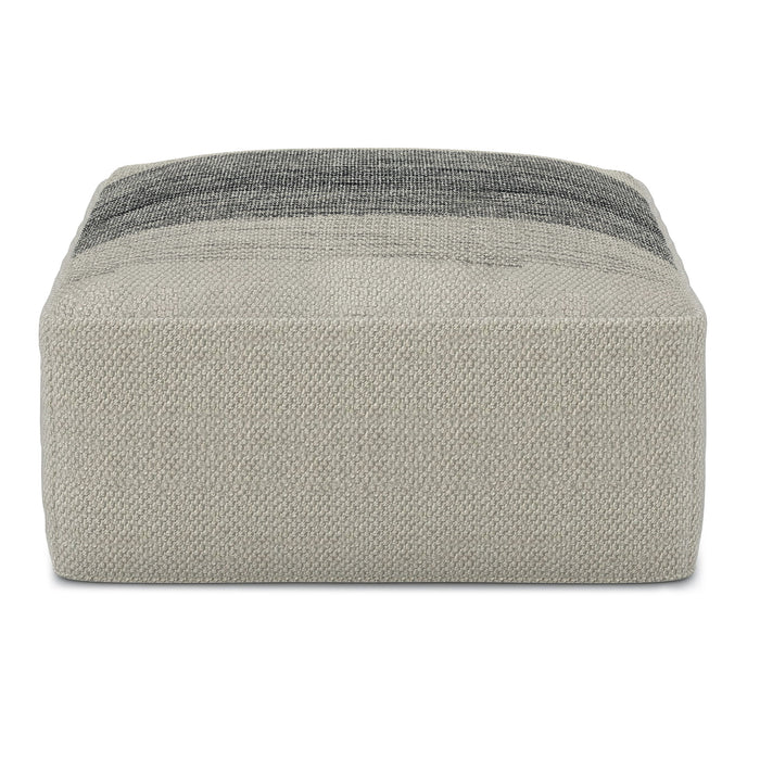 Sabella - Square Woven Outdoor / Indoor Pouf - Gray / White Simpli-Home