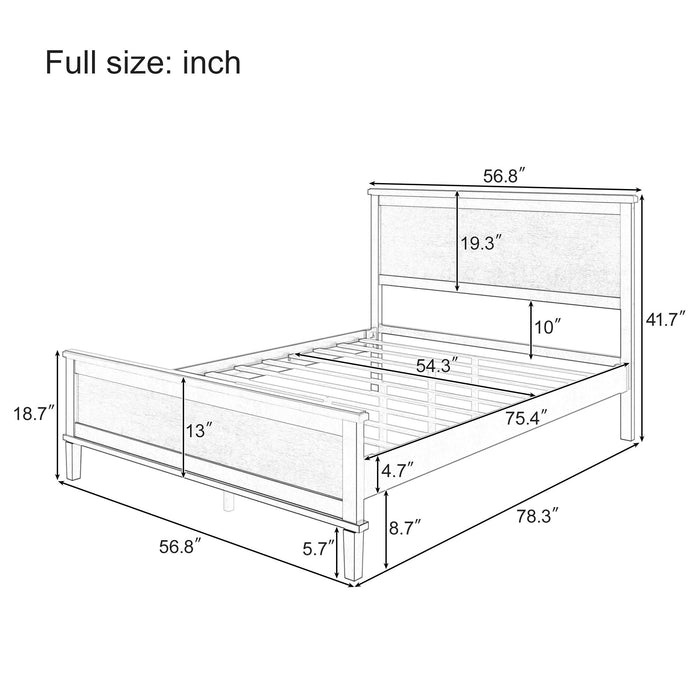 Mid-Century Platform Bed With Headboard And Slat Support, No Box Spring Needed