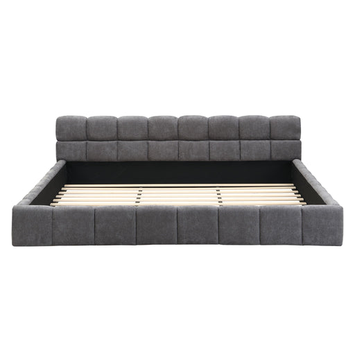 Elegant Upholstered Bed With Checkerboard Design Noble House