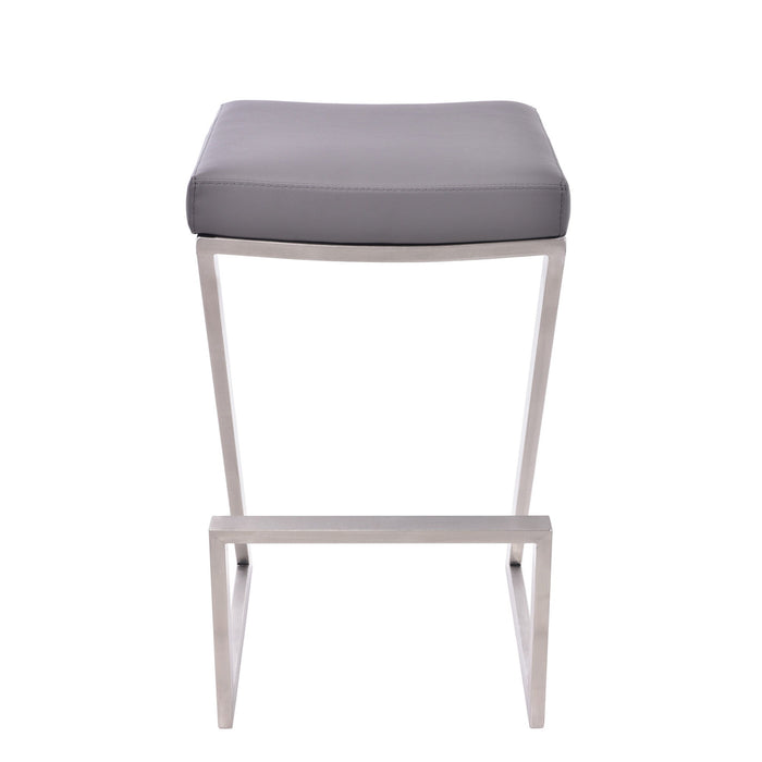 Iron Backless Counter Height Bar Chair - Gray / Silver