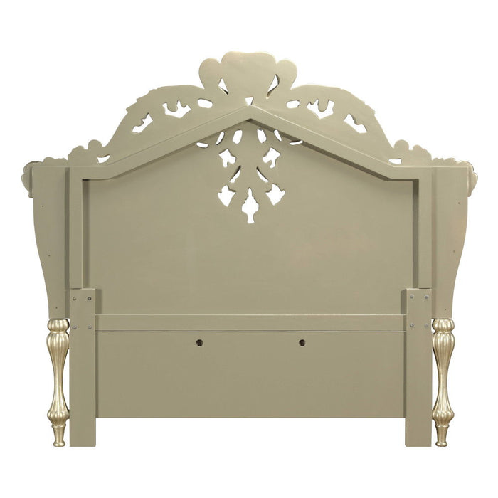 Vatican - Eastern King Bed - Synthetic Leather, Light Gold & Champagne Silver ACME