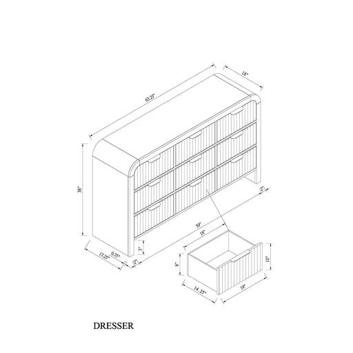 Beverly - Dresser With LED Light, Edge Pulls - White / Black Global Furniture USA