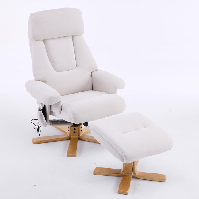 Upholstered Heated Massage 360° Swivel Accent Chair With Ottoman Home Essentials