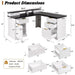 Fluted L-Shaped Desk With Charging Station & Storage Cabinet Home Essentials
