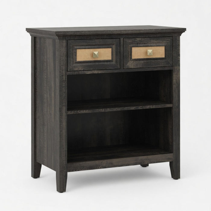 Storage Cabinet With 2 Drawers And 2 Shelves - Coffee Home Essentials