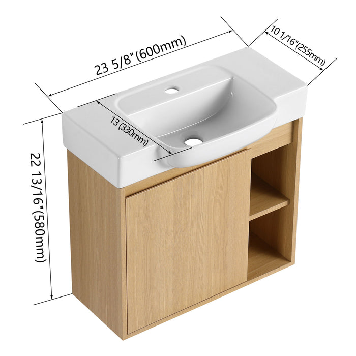 Wall Mounted Bathroom Vanity With Sink & Soft Close Door Home Essentials