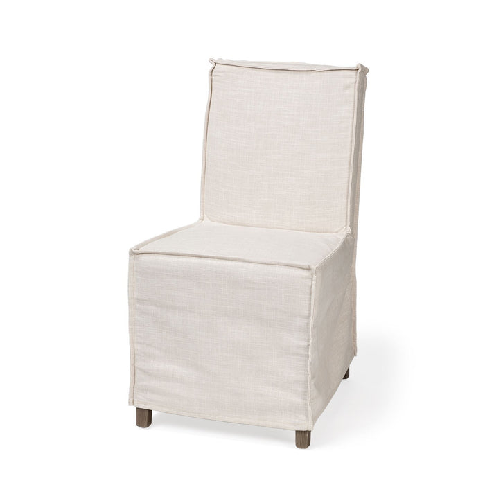 Slipcovered Wood Parsons Chair - Beige / Brown