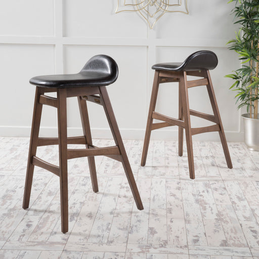 Contemporary Bar Stool With Stylish Seat And Small Backrest Noble House
