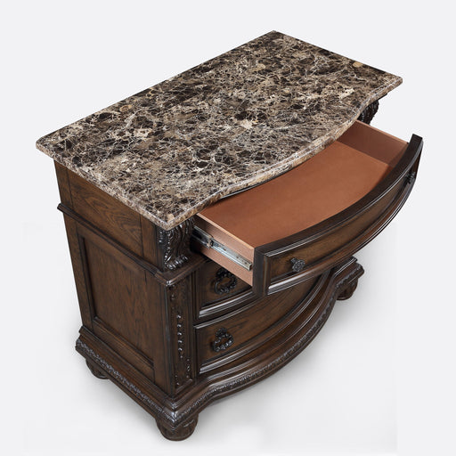 3 Drawers Nightstand - Brown / Cherry Home Essentials