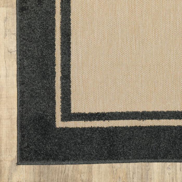 2' X 3' Stain Resistant Outdoor / Indoor Area Rug - Beige / Black