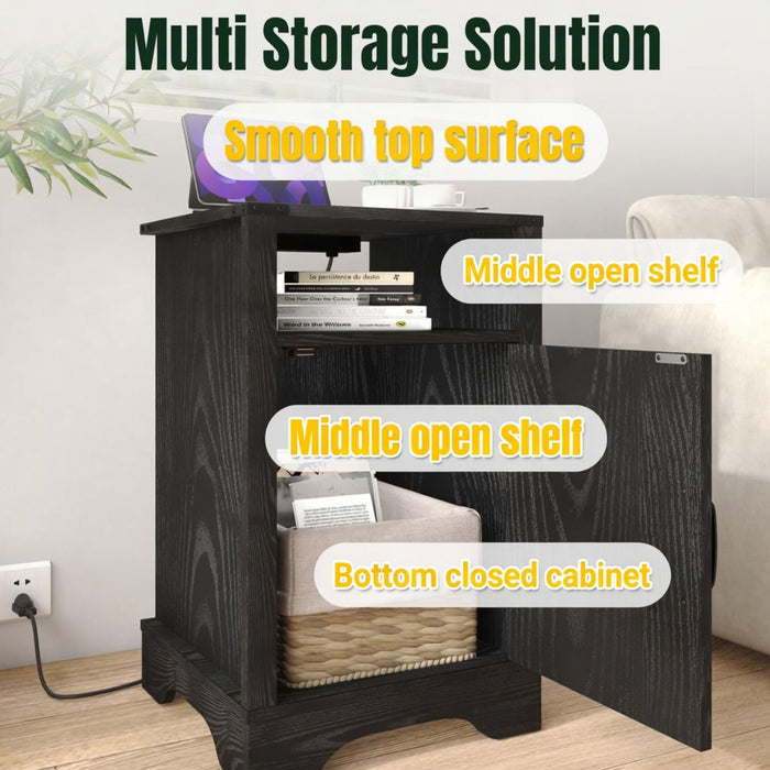 Farmhouse Nightstand, Charging Station & Storage Home Essentials