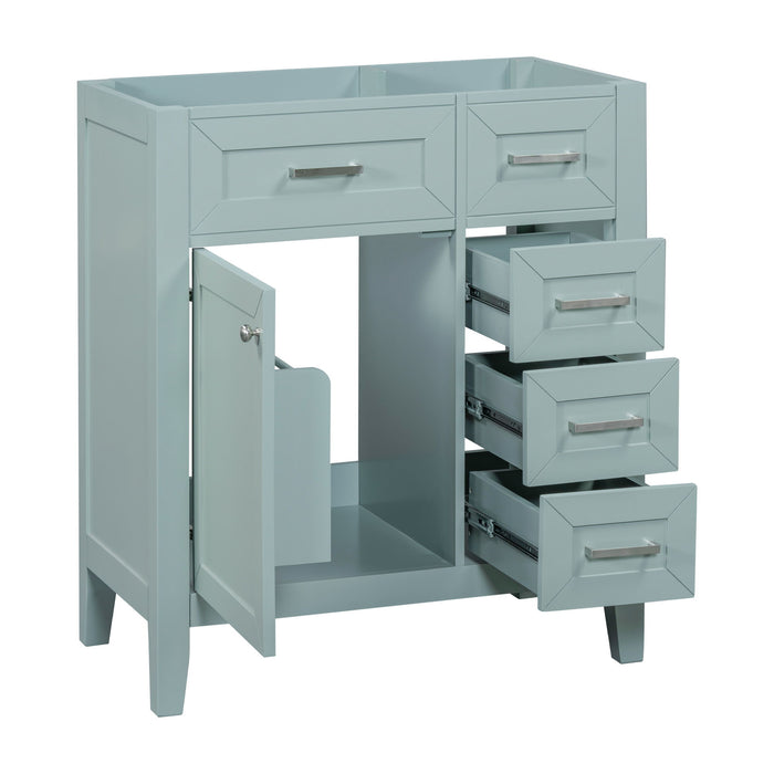 30" Bathroom Vanity Without Sink, Cabinet Base Only, Bathroom Cabinet With Drawers, Solid Frame And MDF Board, Green