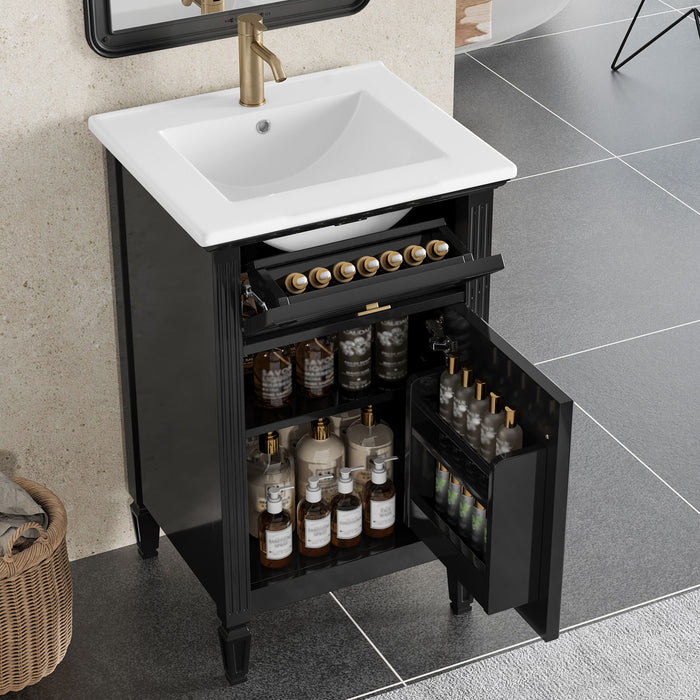 Bathroom Vanity With Sink, Adjustable Shelf, Tilt-Out Drawer Hearth and Haven