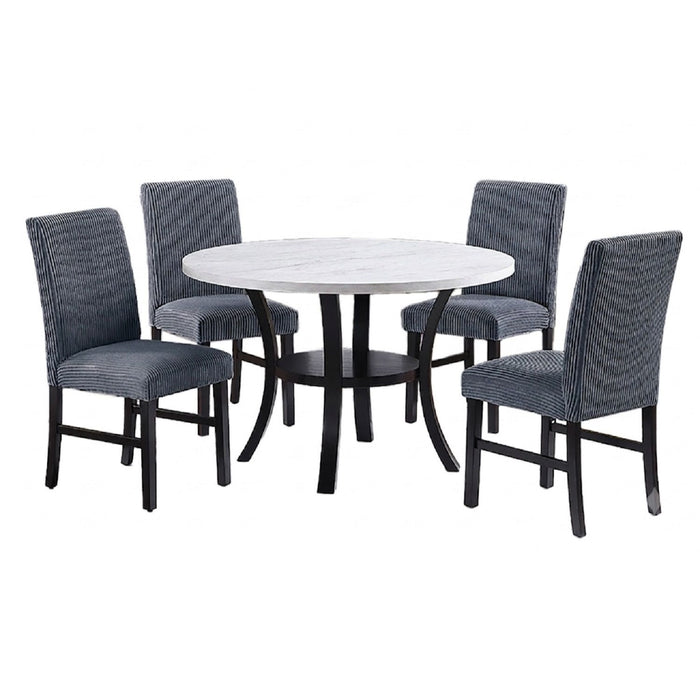 Elegant 5 Piece Dining Set Dark Chairs Top Table With Lower Shelf Kitchen Dining Room Home Essentials