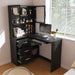 L-Shaped Computer Desk With Glass Cabinets, Built In LED Lights, USB Charging Ports Home Essentials