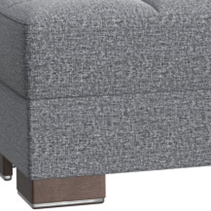 Polyester Blend Tufted Storage Ottoman - Gray / Brown