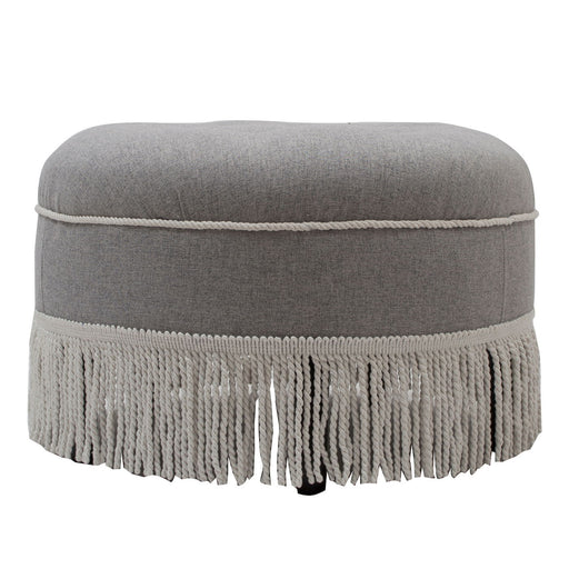 Yolanda - Round Upholstered Accent Ottoman - Gray Jennifer Taylor Home