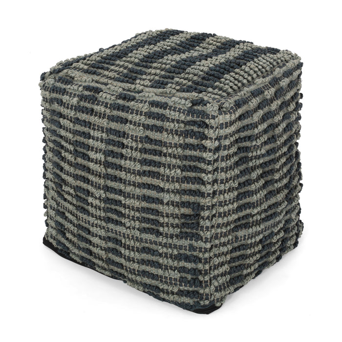 Walle - Fabric Square Pouf Ottoman And Floor Cushion Teal - Blue