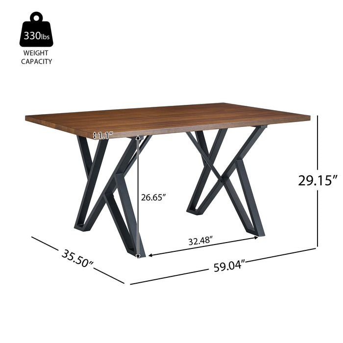 5 Piece Industrial Style Indoor Upholstered Dining Set With Metal Legs - Brown Noble House