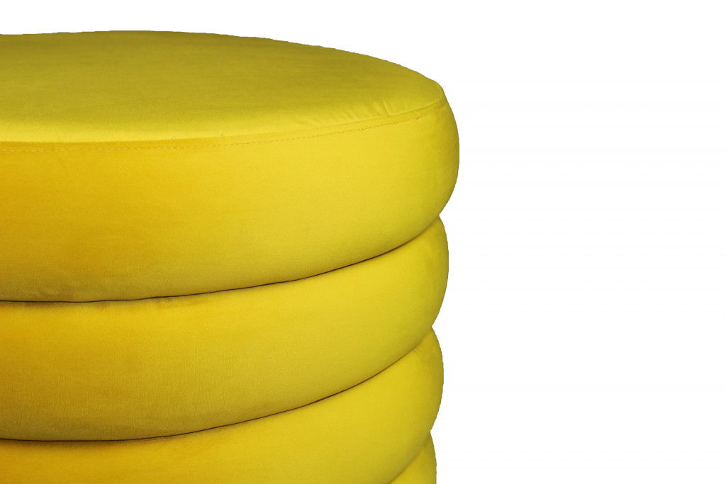 Tufted Round Cocktail Ottoman Velvet - Yellow