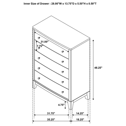 Menlo - 5 Drawer Bedroom Chest Of Drawers - Natural Furniture Max
