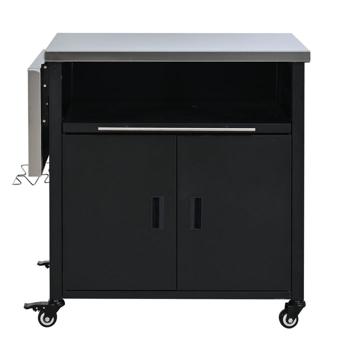 Foldable Outdoor Prep Station BBQ Cart With Trash Rack Hearth and Haven