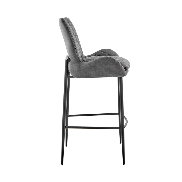 Microfiber and Black Iron Bar Height Chair 43" - Charcoal