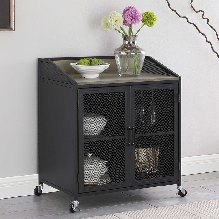 Arlette - 2 Door Mobile Home Bar Wine Cabinet With Smooth Rolling Casters - Black Furniture Max