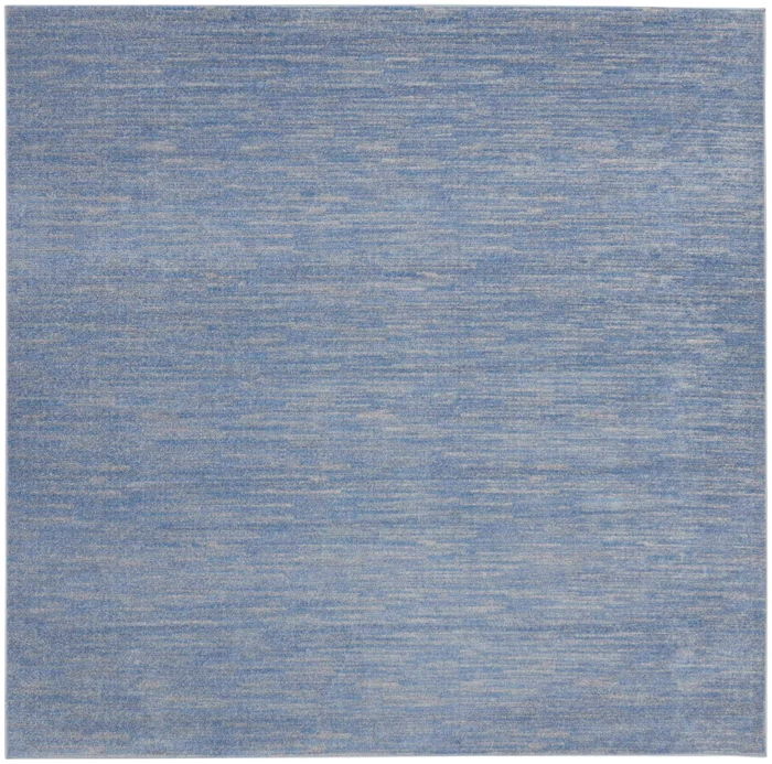 9' X 9' Square Striped Non Skid Indoor / Outdoor Area Rug - Blue / Gray