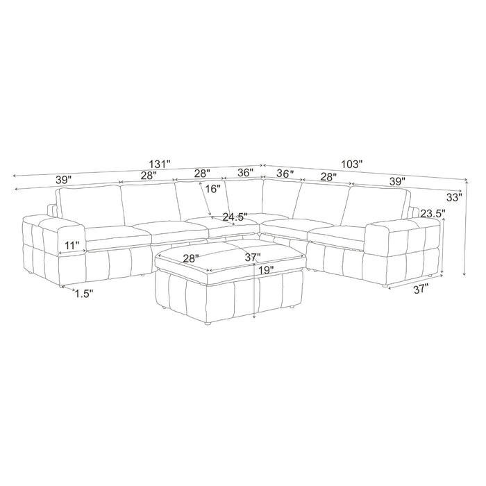 Large Square Arms Modular Sectional Home Essentials