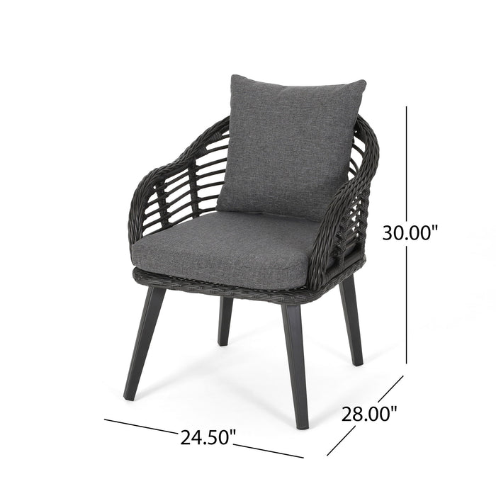Outdoor Accent Chair With Aluminum Frame And Rattan Seating