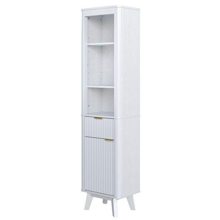 Tall Bathroom Storage Cabinet With Adjustable Shelves And 1 Drawer & Door Noble House