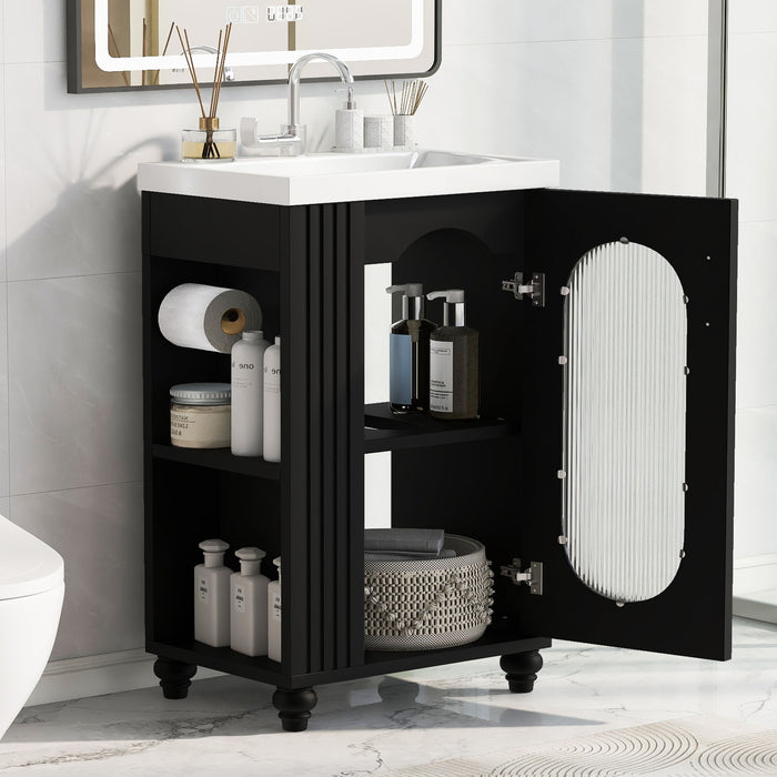 Modern Bathroom Vanity With Sink, Adjustable 2 Tier Shelf Hearth and Haven