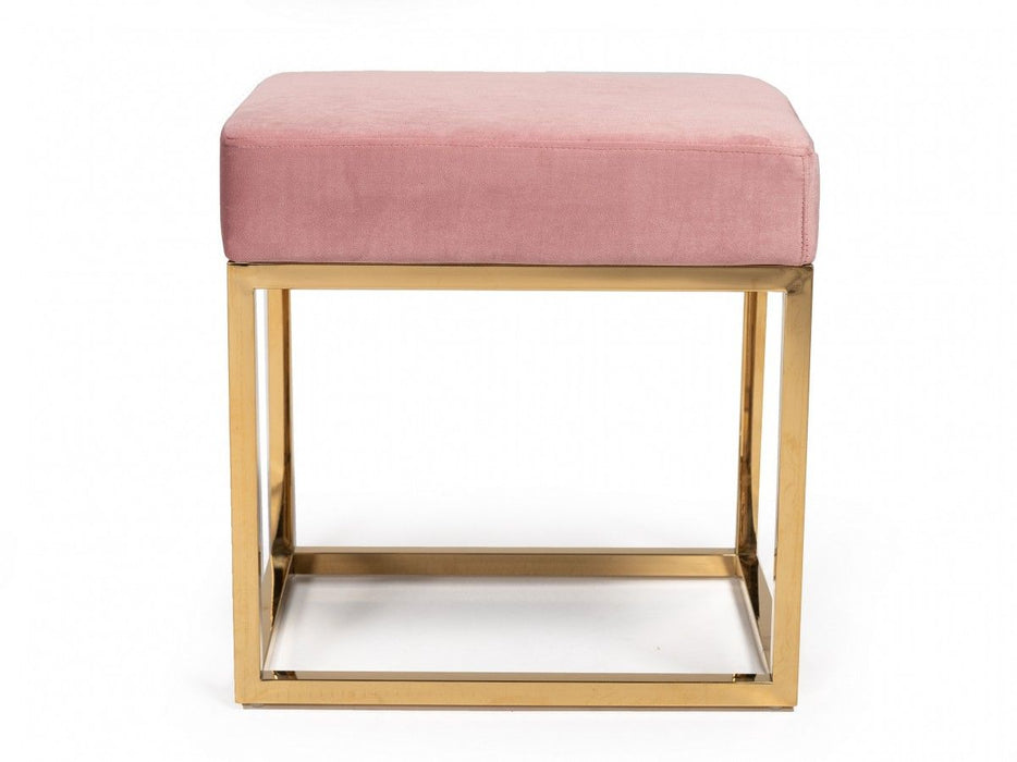 Velvet Ottoman - Pink / Gold