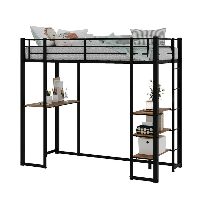 Bunk Bed With L-Shaped Desk And Dual Side Stairs Home Essentials