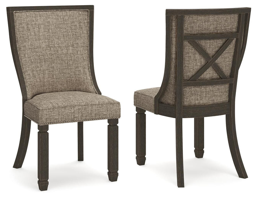 Tyler Creek - Dining UPH Side Chair (Set of 2) - Framed Back - Black / Grayish Brown Signature Design by Ashley®