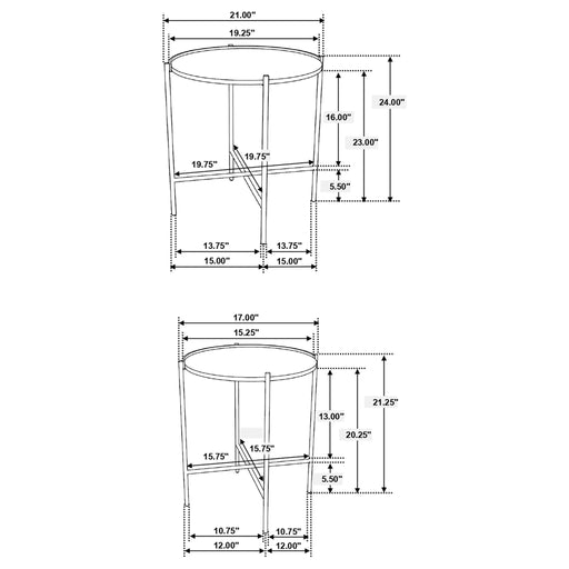 Genevieve - 2 Piece Round Nesting Table - Gold Furniture Max